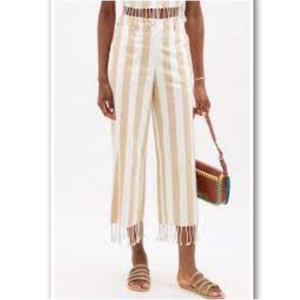 Staud Womens cabana stripe Linen & Cotton Crop Pants Sz 10 NWOT